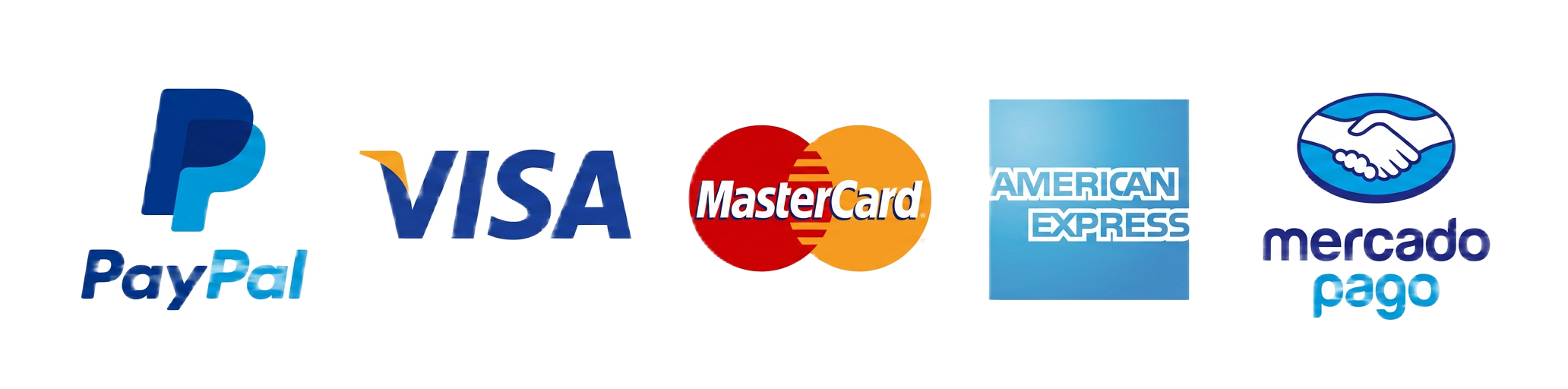 Métodos de pago aceptados: PayPal, VISA, MasterCard, American Express, Mercado Pago